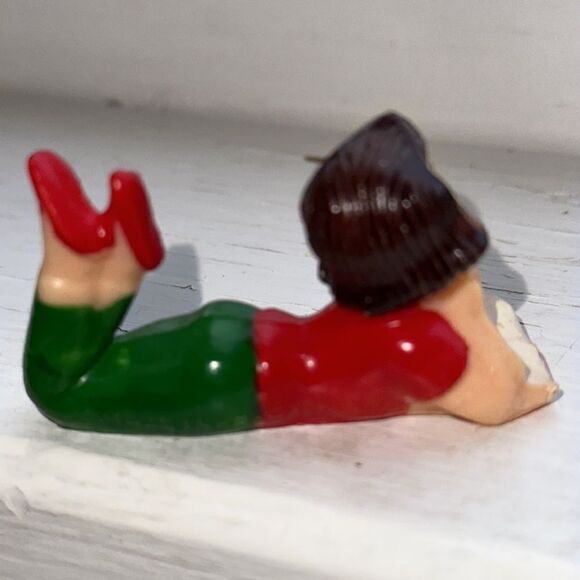 Two Vtg mid century hard plastic boy & girl figures  on the phone cake toppers - Picture 6 of 7